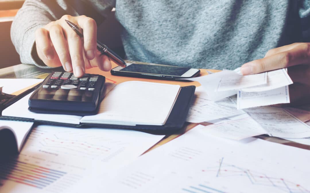 Person With Papers And Calculator
