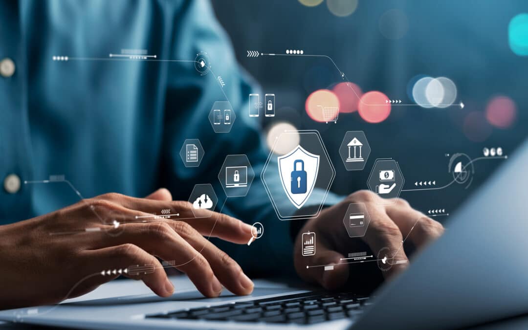 Database Security Symbols Over A Laptop